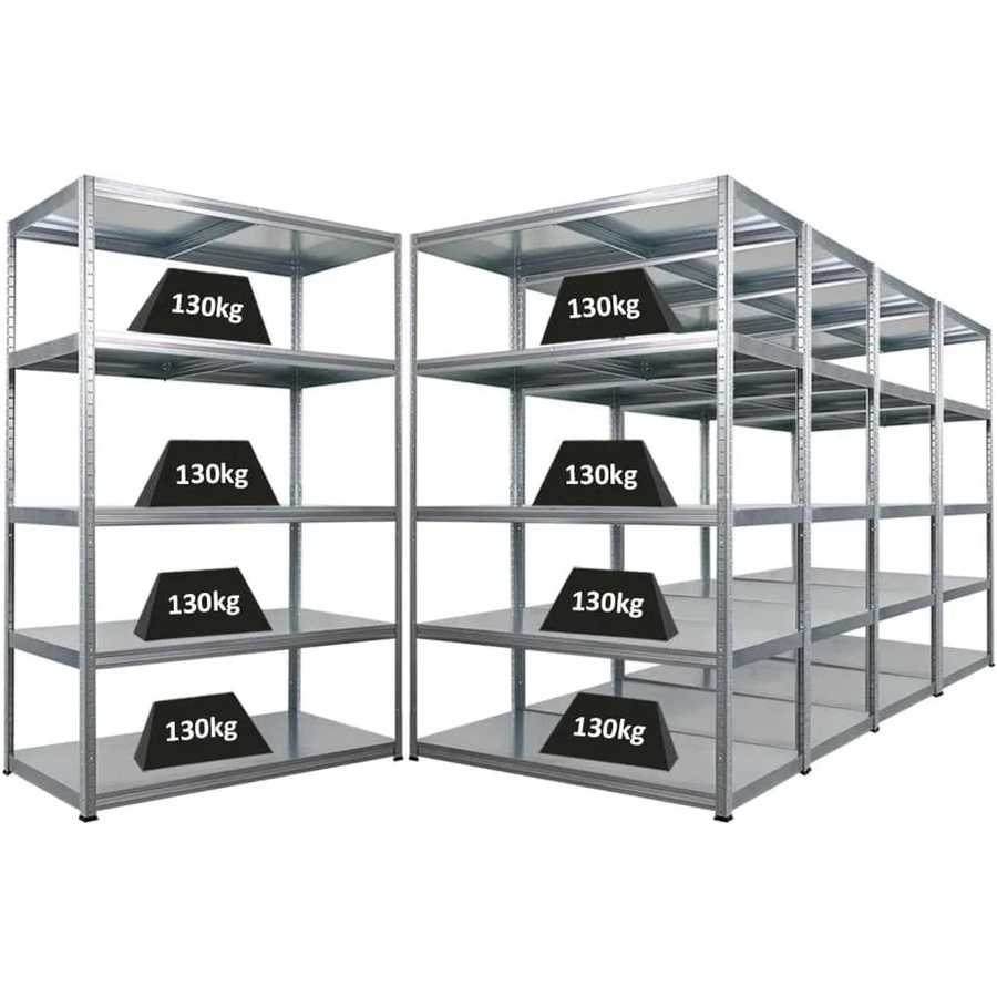 5x PROREGAL Steel Eagle Schwerlastregal verzinkt silber, H x B x T: 180 x 120 x 60 cm - Bild 2