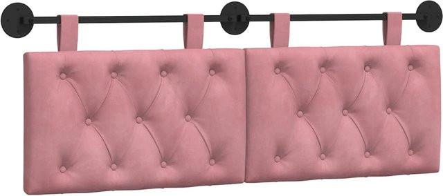 vidaXL Wandmontiertes Polsterpaneel aus Samt in Rosa, B/H/T: 130 x 55 x 7 cm - Bild 1