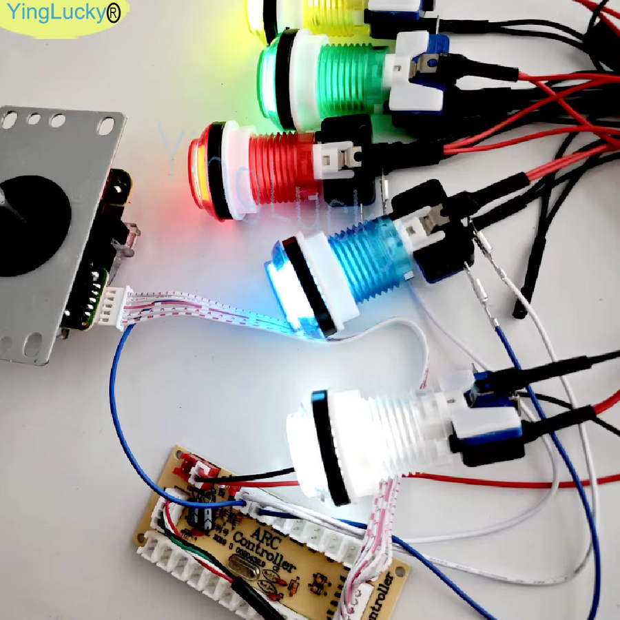 Seimistu 2-Spieler DIY Arcade Spiel-Kit für PC und Raspberry Pi mit LED-Drucktasten, Joystick im amerikanischen Stil und USB-Encoder-Kabel in Multicolour - Bild 2