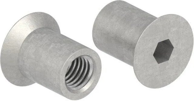 FeNau Hülsenmutter aus Edelstahl V2A in Silber, M10 x 20 mm mit Senkkopf und Innensechskant - Bild 1