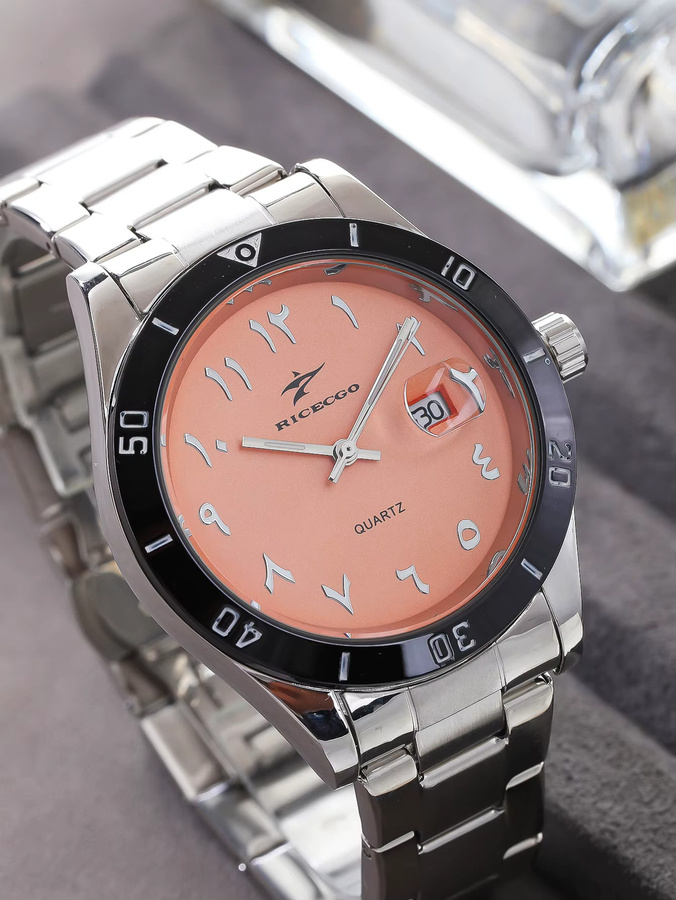 RICECGO Armbanduhr, Quarz, Edelstahl, Grau, Herren, Datum - Bild 1