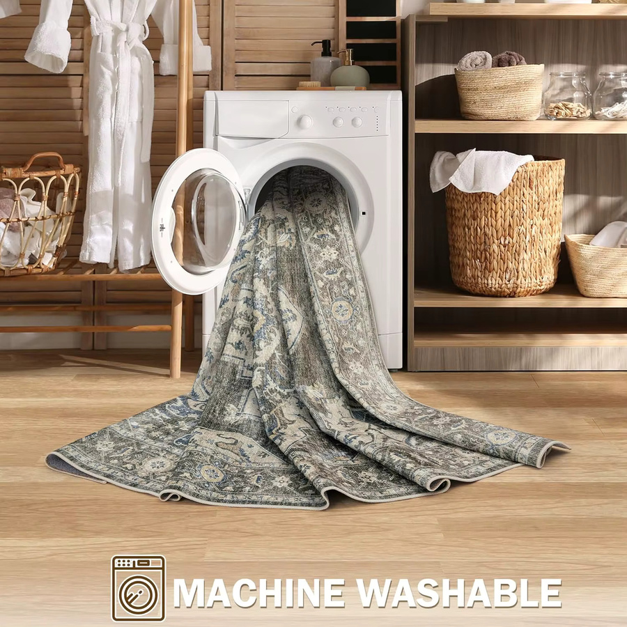 VIKAMA Bohemian Wash Imitation Kaschmir Teppich im Vintage Design für Wohnzimmer und Schlafzimmer - Bild 3