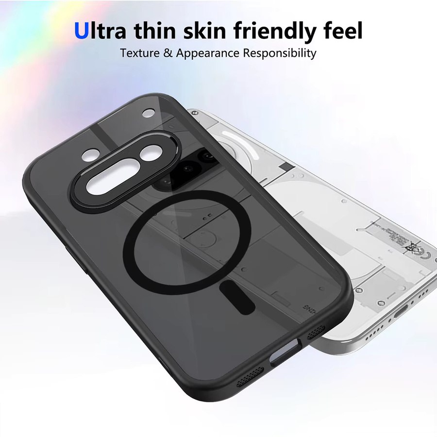 Magnetische Handyhülle für Nothing Phone 3a Lite 3a Pro 2a Plus CMF mit kabelloser Ladefunktion aus TPU-Rahmen und Kunststoff in Schwarz Matt - Bild 5