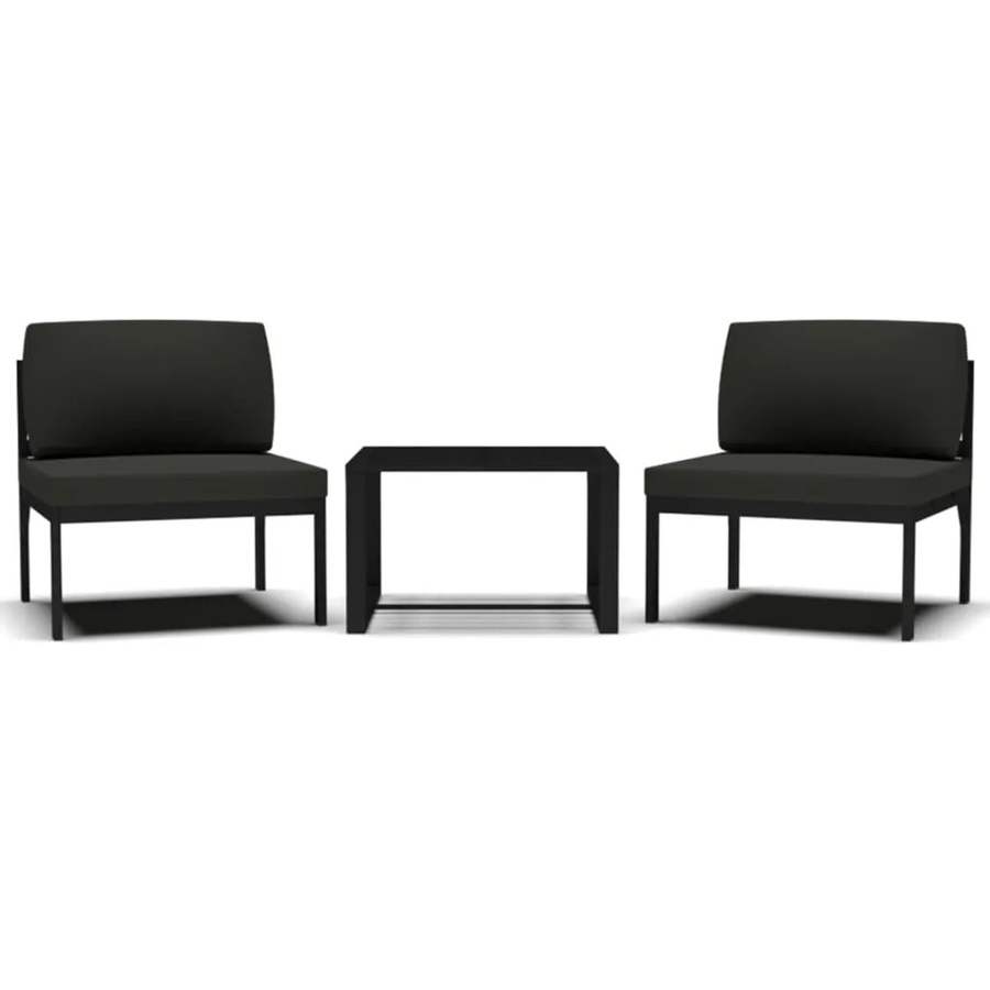 vidaXL 3-tlg Garten-Sofagarnitur aus Aluminium mit Kissen in Anthrazit - Bild 2