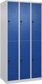C+P Doppelstock-Spind Classic PLUS mit 3 Abteilen, Stahl, Lichtgrau oder Enzianblau, H x B x T: 185 x 90 x 50 cm - Bild 1