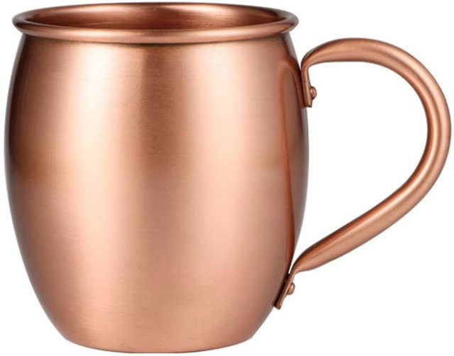 Yiran Furniture Kupferbecher Trommelbecher für Cocktails und Kaltgetränke, 530 ml, Beige/Gold - Bild 1