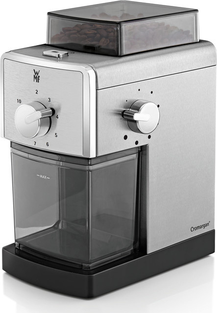 WMF Stelio Edition Kaffeemühle in Silber und Schwarz mit Edelstahl-Scheibenmahlwerk - Bild 1