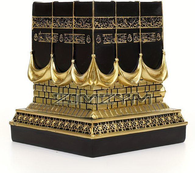 ZJMZYM Kaaba-Nachbildungsmodell aus Metall und Resin in Silber, Schwarz und Gold als islamische Dekoration für Ramadan und Eid - Bild 1