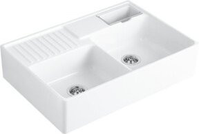 Villeroy & Boch Einbauspüle Doppelbecken aus Keramik in Weiß mit CeramicPlus Beschichtung - Bild 1