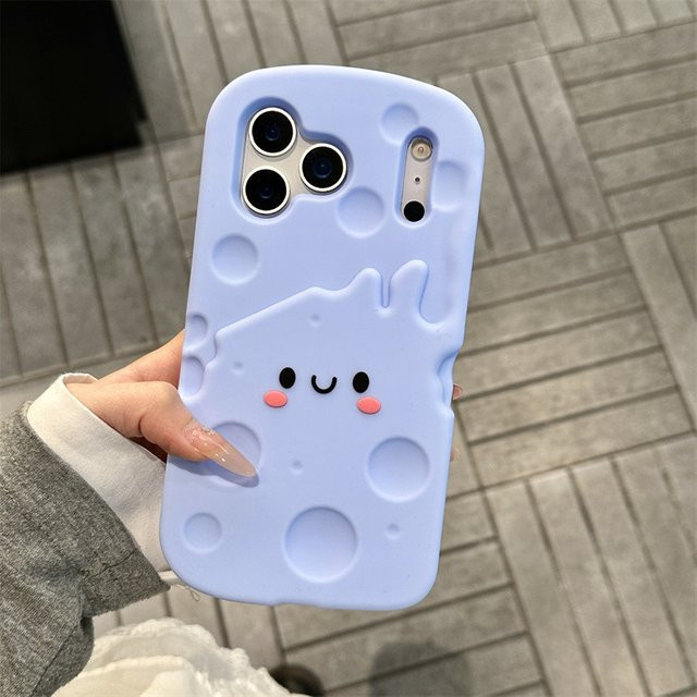 MUQGEW Handyhülle aus weichem Silikon mit blauem Käse-Design für iPhone 17 16 15 14 13 Pro Max Plus – Kawaii stoßfeste Schutzhülle in Blau - Bild 1