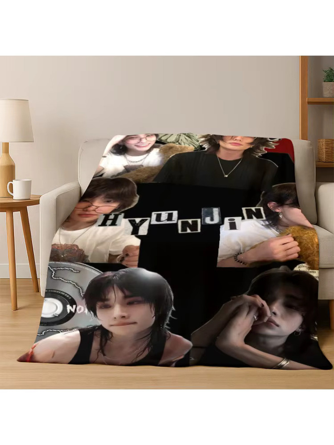 Potdemiel Hyunjin Kpop Stray Kids Flanell-Decke, ultraweich und warm, Multicolor, B/T: 150 x 200 cm - Bild 2