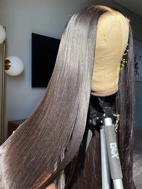 HJ WEAVE BEAUTY Echthaar-Perücke, 40 Zoll, schwarz, glatt, Damen - Bild 1