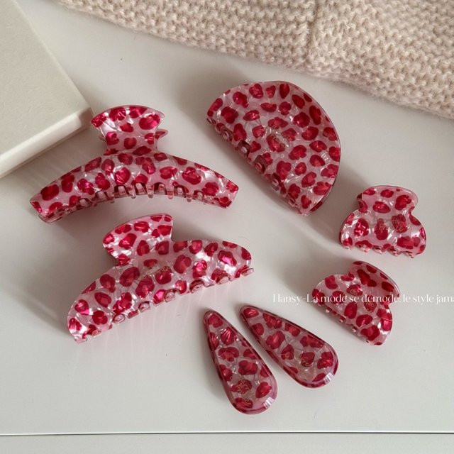 Haarklammer Leopardenmuster, rosa, Damen - Bild 1