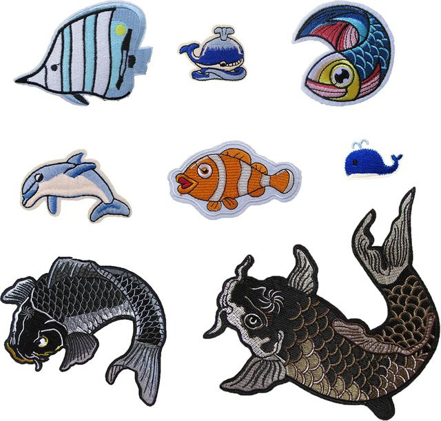 Waschbare Cartoon Fisch Aufnäher für Kleidung und Taschen in Mehrfarbig - Bild 1