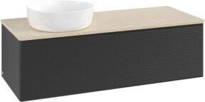 V&B Waschtischunterschrank Antao mit Frontstruktur und Beleuchtung, Farbe: Blau, B/T/H: 120 x 50 x 50 cm - Bild 1