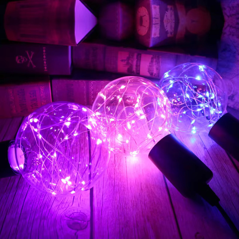Duncelri LED Edison Glühbirne G95 RGB Bunt mit E27 Fassung und Kupferdraht - Bild 3