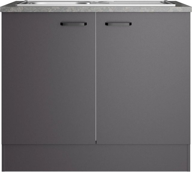 OPTIFIT Spülenunterschrank Kiel420 mit Edelstahlspüle, Anthrazit, B/T/H: 100 x 60 x 88 cm - Bild 1