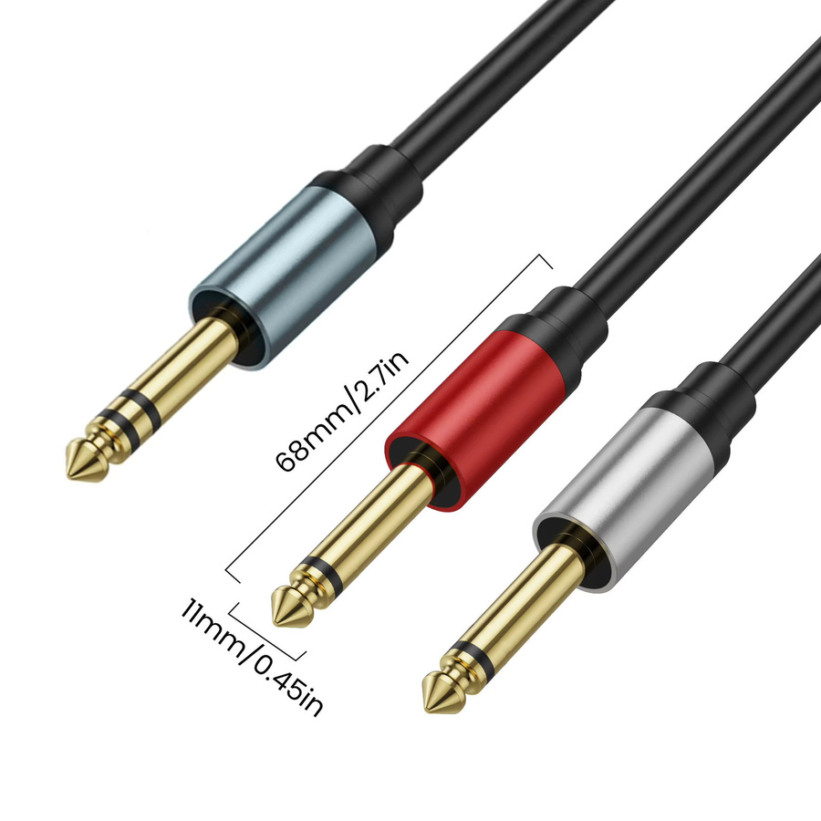 BSN Stereo auf 2 Mono Y-Splitter Audiokabel 6,35 mm auf Dual 6,35 mm TS Mono Stecker, Schwarz und Multicolour - Bild 3