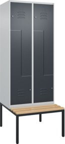 C+P Z-Spind Classic PLUS Sitzbank mit 4 Fächern und Zylinderschloss, Sitzfläche aus Buche-Hartholz, B/T/H: 212,0 x 80,0 x 81,5 cm - Bild 1