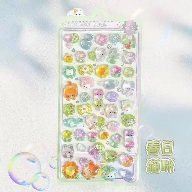 Kawaii 3D Jelly Harz Aufkleber von A Family Of Home Textiles, niedliche Cartoon Glitzer Decals in Transparent und Multicolour für Scrapbooking, Handyhüllen und Laptop DIY Dekoration - Bild 1