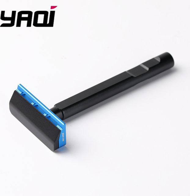 YAQI Sicherheitsrasierer Schwarz und Blau, Aluminium-Version - Bild 1