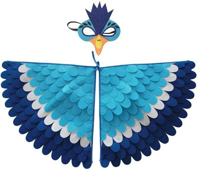 Eule Pfau Cosplay Kostüme, Tier Vogel Flügel Umhang Maske, Filz, One Size - Bild 1
