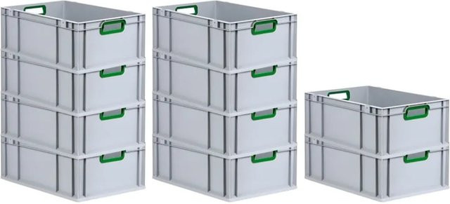 PROREGAL Spar Set 10x Eurobox Nextgen Color Transportboxen mit verstärktem Boden in Grün, H x B x T: 22 x 40 x 60 cm, 44 Liter - Bild 1