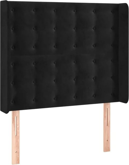 vidaXL LED Kopfteil Schwarz aus Samt mit USB-Ladeport und integrierter Beleuchtung, B/T/H: 93 x 16 x 118/128 cm - Bild 1