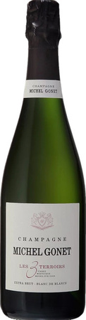 Michel Gonet Champagne Les 3 Terroirs Blanc de Blancs Extra Brut 2020, Chardonnay, Frankreich, 0,75 l
