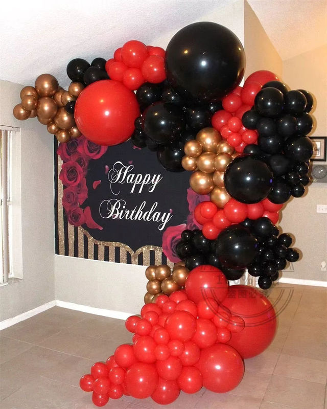 127 Stück Luftballon-Set für Girlandenbögen in Rot, Schwarz und Gold zur Partydekoration für Geburtstag, Hochzeit oder Valentinstag - Bild 3