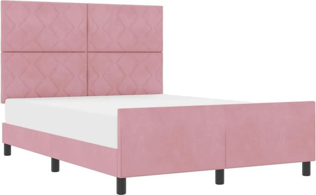 vidaXL Boxspringbett mit Kopfteil in Rosa aus Samt, B/T/H: 160 x 200 x 128 cm - Bild 1