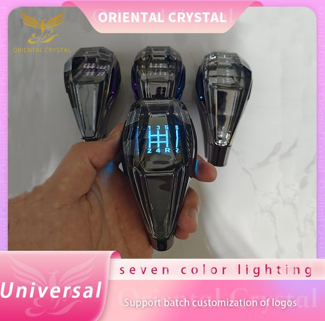 BIEPU Kristall-Schaltknauf mit LED in sieben Farben, transparent, passend für 8-10-12mm Durchmesser, 5-Gang oder 6-Gang, kompatibel mit Toyota, Lexus, Mitsubishi und Honda - Bild 1