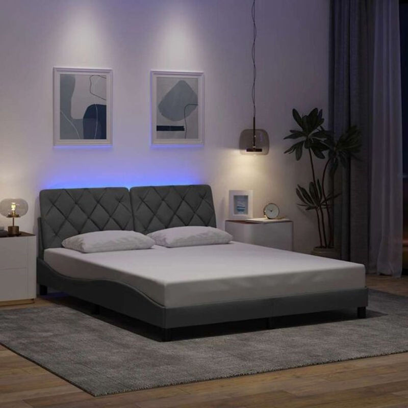 Modernes Polsterbett mit LED von Vidaxl in Grau, B/T/H: 160 x 200 cm - Bild 1