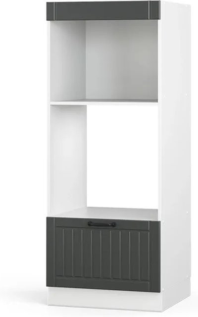 Vicco Mikrowellenschrank Fame-Line Küchenregal in Anthrazitgrau und Weiß mit Soft-Close-Türen, B/T/H: 58,0 x 44,73 x 153,0 cm - Bild 1