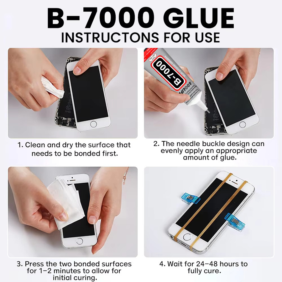 LOOLIFL B7000 Klebstoff Set, 5 Stück à 110 ml, wasserfester Reparaturkleber für Touchscreens von Mobiltelefonen, transparent - Bild 5