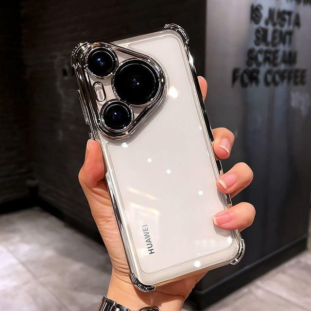 Stoßfeste Schutzhülle für Huawei Pura 80 Ultra, Pura 80 Pro und Pura 80 in Transparent mit galvanisierter Rückseite und verstärkten Ecken - Bild 1
