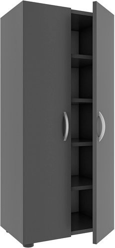 VCM Schuhschrank Ulas aus Holz in Grau mit 5 Fächern und 2 Drehtüren, H x B x T: 108 x 49 x 30 cm - Bild 2