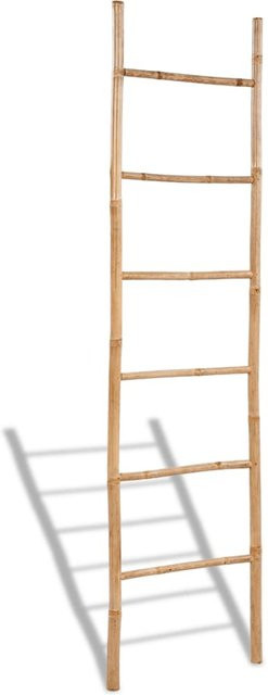 Freistehender Handtuchleiter aus Bambus von Yiwydaa mit 6 Sprossen in Braun, Höhe: 190 cm, Breite: 50 cm - Bild 1