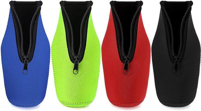 KONNWEI Bierflaschenhülle mit Reißverschluss aus Neopren in Rot und Multicolour - Bild 1