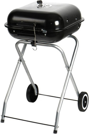 Relaxdays Holzkohlegrill aus Stahl und Kunststoff in Schwarz mit Deckel und Rollen, klappbar, B/T/H: 81 x 47 x 54 cm