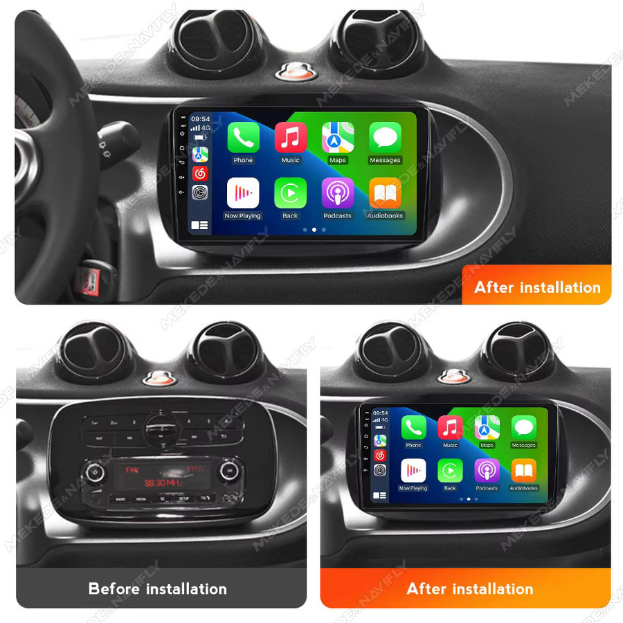 MEKEDE & NAVIFLY Android 14 CarPlay Autoradio mit DSP und GPS für Mercedes Benz Smart 453 Fortwo 2014 - 2020 in Schwarz - Bild 2