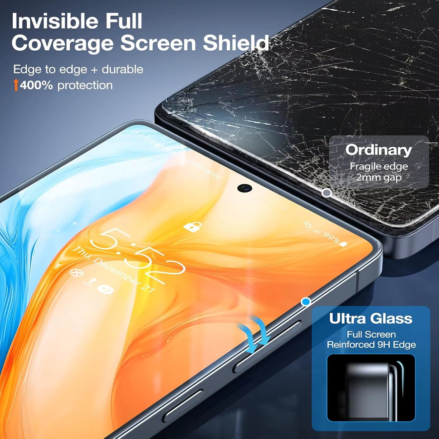 3er-Pack Samsung Displayschutz aus gehärtetem Glas für Galaxy S26 S25 Edge S24 Ultra Plus A57 A37 A36, transparent, 9H Härte - Bild 4