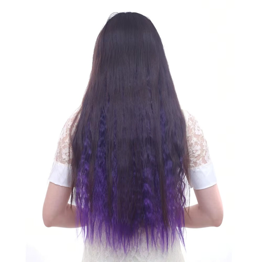 Jeedou Clip-in-Haarverlängerung, lockiges Haar, blau Regenbogen, Kinder - Bild 1