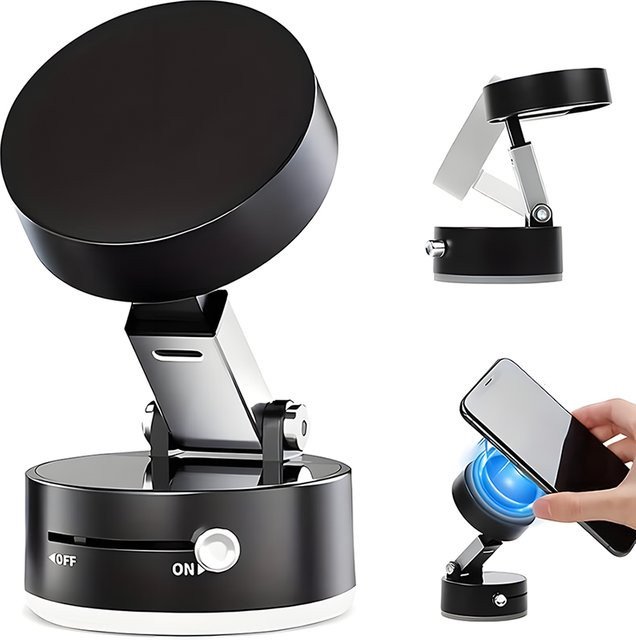 Keai Multifunktionaler Magnetischer Telefonhalter mit verstellbarem Doppelseitigem Saugnapf und faltbarem Design in Schwarz oder Weiß - Bild 1