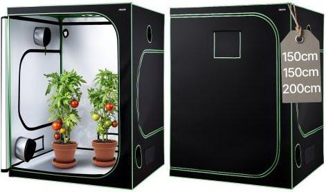 VEVOR Growzelt Set mit Vollspektrum-LED-Zuchtlicht und Belüftungssystem, Indoor-Pflanzenzelt aus hochreflektierendem 600D Mylar für Blumen und Gemüse, B/T/H: 150 x 150 x 200 cm - Bild 1