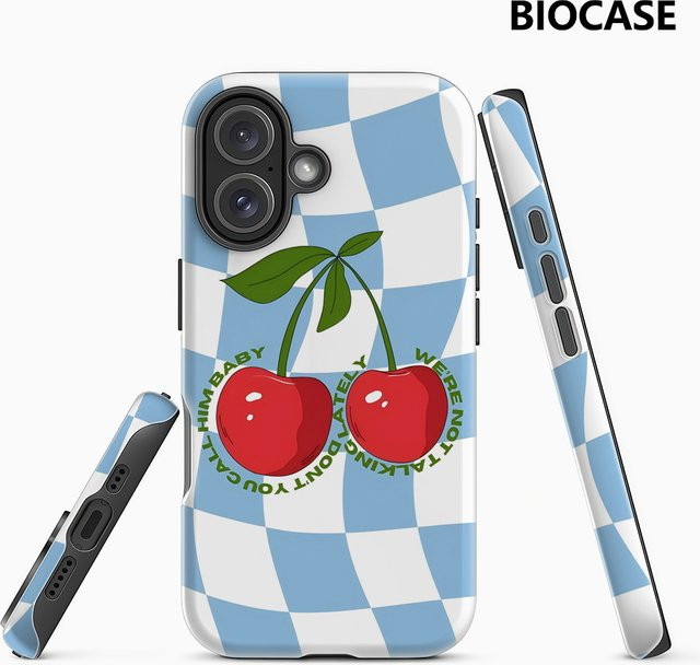 Potdemiel Handyhülle Cherry Check für iPhone 17 16 15 14 13 12 Pro Max Plus mit doppelschichtiger Rückseite in Multicolour - Bild 1