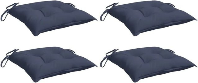 vidaXL Stuhlkissen 4er Set Marineblau aus wasserabweisendem Polyester, B/T/H: 40 x 40 x 7 cm - Bild 1