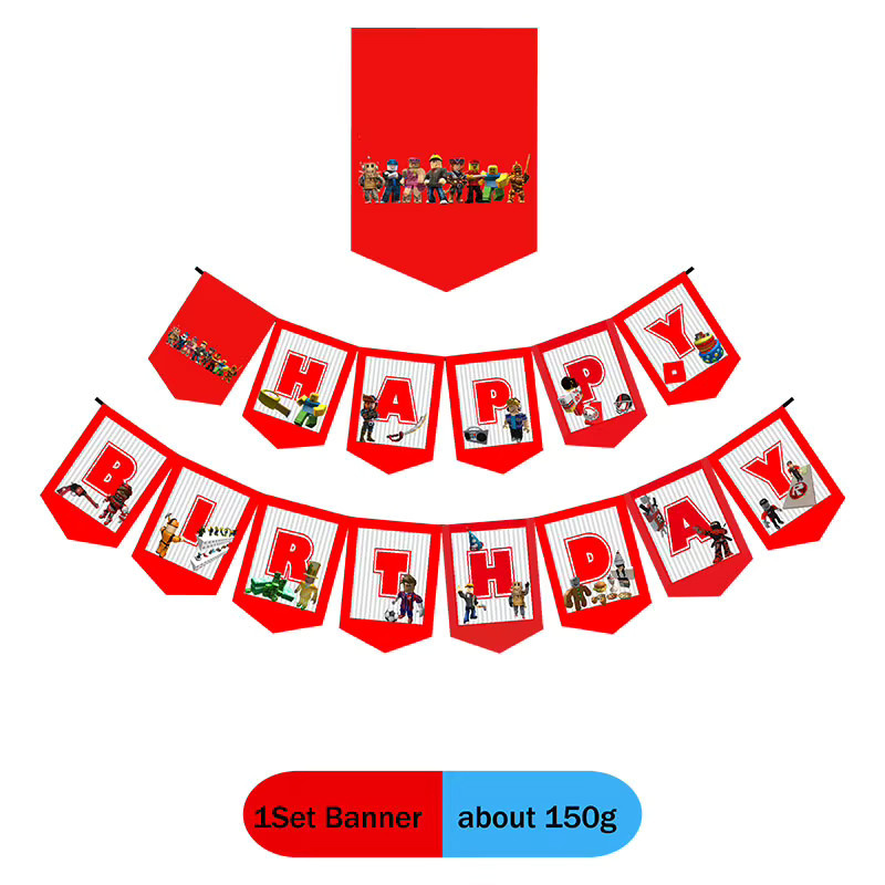 Roblox Geburtstag Dekoration Set aus Papier mit Pappbechern, Tellern, Banner, Waben und Aufklebern für Kinder - Bild 4