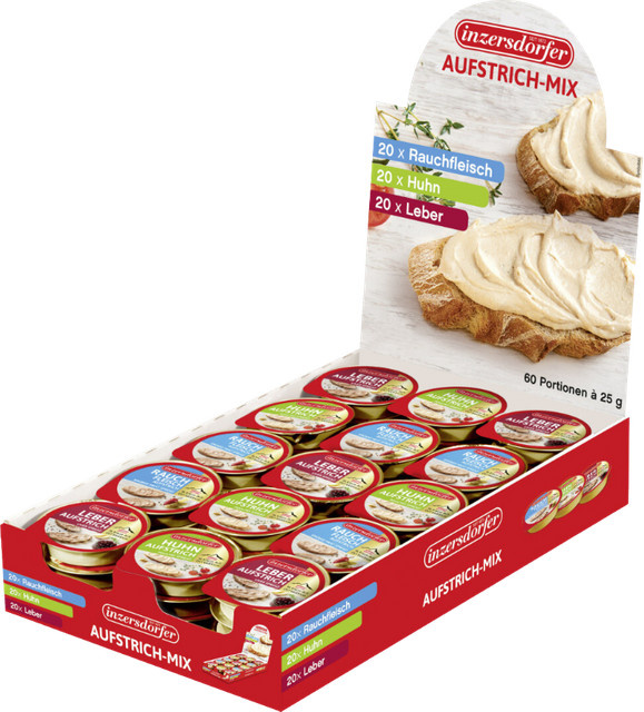 Inzersdorfer Aufstrich-Mix Leber Geflügel Rauchfleisch 60 x 25 g - Bild 1