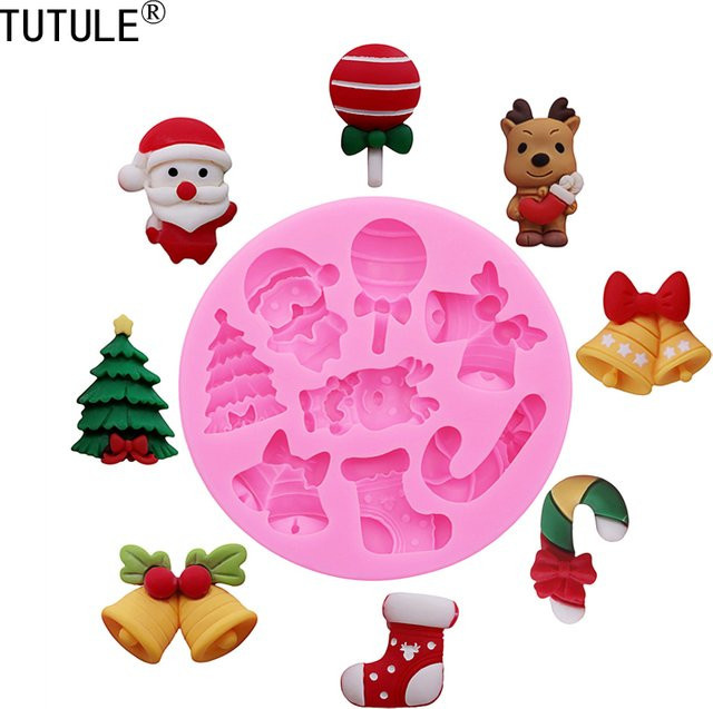 TUTULE Silikonform für weihnachtliches DIY-Schmuckzubehör und Schokolade in Pink, rund - Bild 1